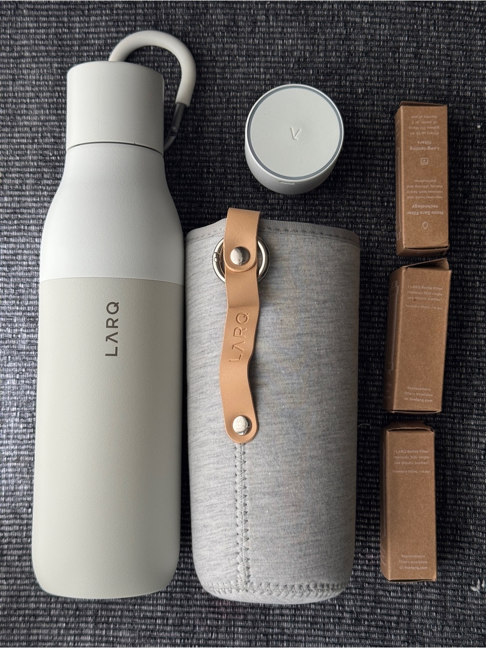 LARQ UV Water Bottle 740ml Set + 3 Filters (Granite White)